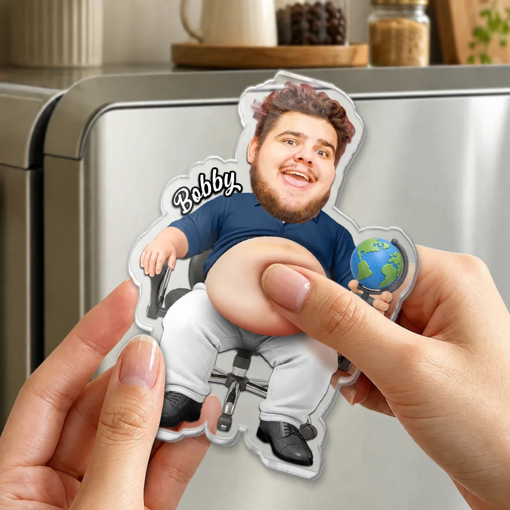 Teacher, Humorous, Back To School, Custom Photo, Cut-Face Photo - Custom Photo Funny Belly Teacher On Duty - Personalized Squishy Acrylic Fridge Magnet