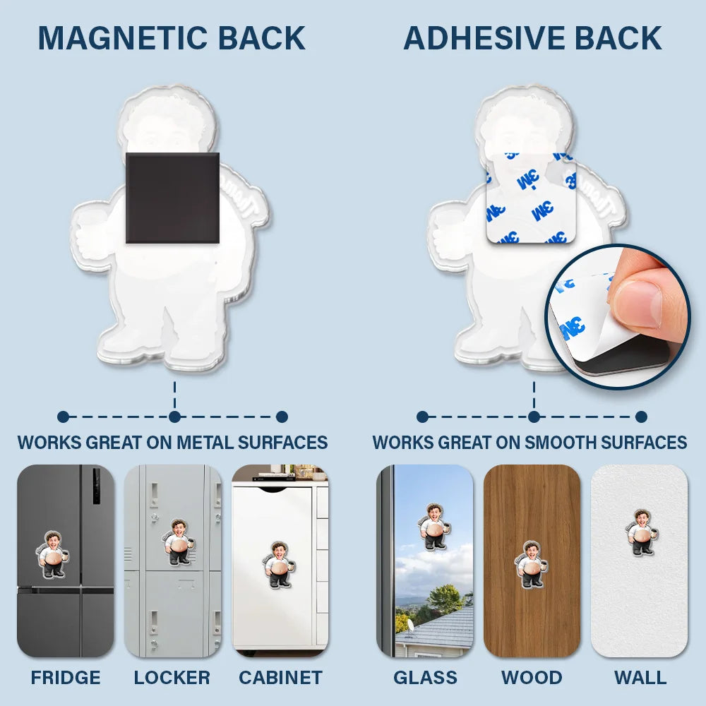 Teacher, Humorous, Back To School, Custom Photo, Cut-Face Photo - Custom Photo Funny Belly Teacher On Duty - Personalized Squishy Acrylic Fridge Magnet