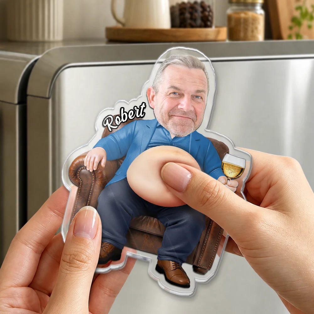 Gift For Colleagues, Humorous, Custom Photo, Cut-Face Photo - Custom Photo Funny Belly Office Squad - Personalized Squishy Acrylic Fridge Magnet