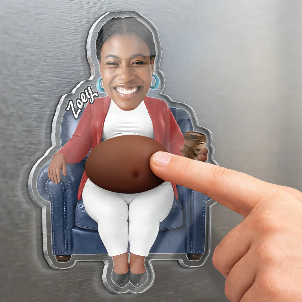 Gift For Colleagues, Humorous, Custom Photo, Cut-Face Photo - Custom Photo Funny Belly Office Squad - Personalized Squishy Acrylic Fridge Magnet