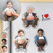 Gift For Colleagues, Humorous, Custom Photo, Cut-Face Photo - Custom Photo Funny Belly Office Squad - Personalized Squishy Acrylic Fridge Magnet