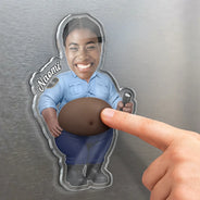 Humorous, Officer, Custom Photo, Cut-Face Photo - Custom Photo Funny Belly Police Officer On Duty - Personalized Squishy Acrylic Fridge Magnet