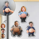 Humorous, Officer, Custom Photo, Cut-Face Photo - Custom Photo Funny Belly Police Officer On Duty - Personalized Squishy Acrylic Fridge Magnet