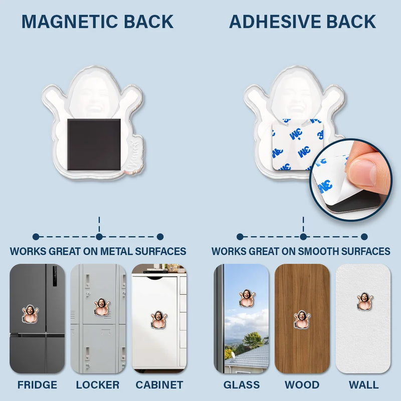 Humorous,Gift For Men,Custom Photo,Gift For Yourself,Summer,Cut-Face Photo - Custom Photo Cheeky Summer Vibes - Personalized Squishy Acrylic Fridge Magnet