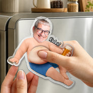 Humorous,Gift For Men,Custom Photo,Gift For Yourself,Cut-Face Photo - Custom Photo I Love You With All My Heart - Personalized Squishy Acrylic Fridge Magnet