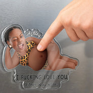 Humorous,Gift For Men,Custom Photo,Gift For Yourself,Cut-Face Photo - Custom Photo I Love You With All My Heart - Personalized Squishy Acrylic Fridge Magnet