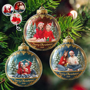 Art Design,Christmas,Family,Photo - Cartoon Portrait,Happy - Custom Photo Cartoon Portrait Merry Christmas Happy Family - Personalized Custom Shaped Acrylic Ornament