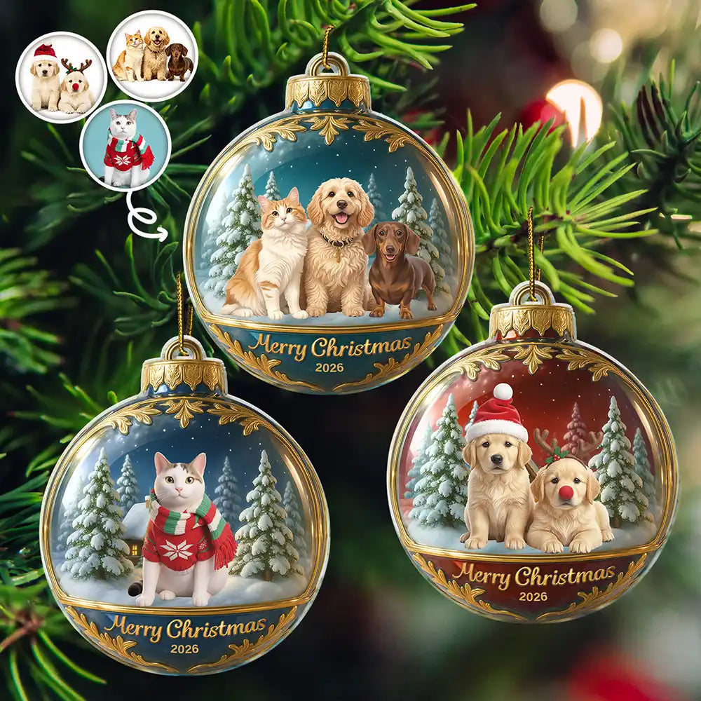 Art Design,Christmas,Family,Photo - Cartoon Portrait,Happy - Custom Photo Cartoon Portrait Merry Christmas Happy Family - Personalized Custom Shaped Acrylic Ornament