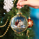 Art Design,Christmas,Family,Photo - Cartoon Portrait,Happy - Custom Photo Cartoon Portrait Merry Christmas Happy Family - Personalized Custom Shaped Acrylic Ornament