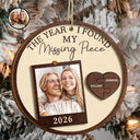 Art Design,Christmas,Romantic,Gift For Couples,Photo - Watercolor - With BG - Custom Photo Watercolor Painting The Year I Found My Missing Piece Couples - Personalized 2-Layered Wooden Ornament