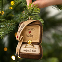 Christmas,Romantic,Gift For Couples,Icon - She Said Yes Engaged Married Wooden Effect Ring Box - Personalized Custom Shaped Wooden Ornament