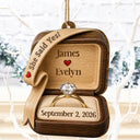Christmas,Romantic,Gift For Couples,Icon - She Said Yes Engaged Married Wooden Effect Ring Box - Personalized Custom Shaped Wooden Ornament