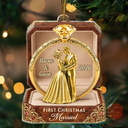 Christmas,Romantic,Gift For Couples,Icon - First Christmas As Mr & Mrs Wooden Effect Ring Box - Personalized Custom Shaped Acrylic Ornament