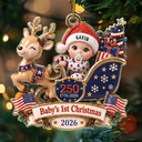Baby's 1st Christmas In Sleigh America 250th Anniversary - Personalized Custom Shaped Acrylic Ornament