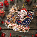 Baby's 1st Christmas In Sleigh America 250th Anniversary - Personalized Custom Shaped Acrylic Ornament