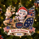 Baby's 1st Christmas In Sleigh America 250th Anniversary - Personalized Custom Shaped Acrylic Ornament