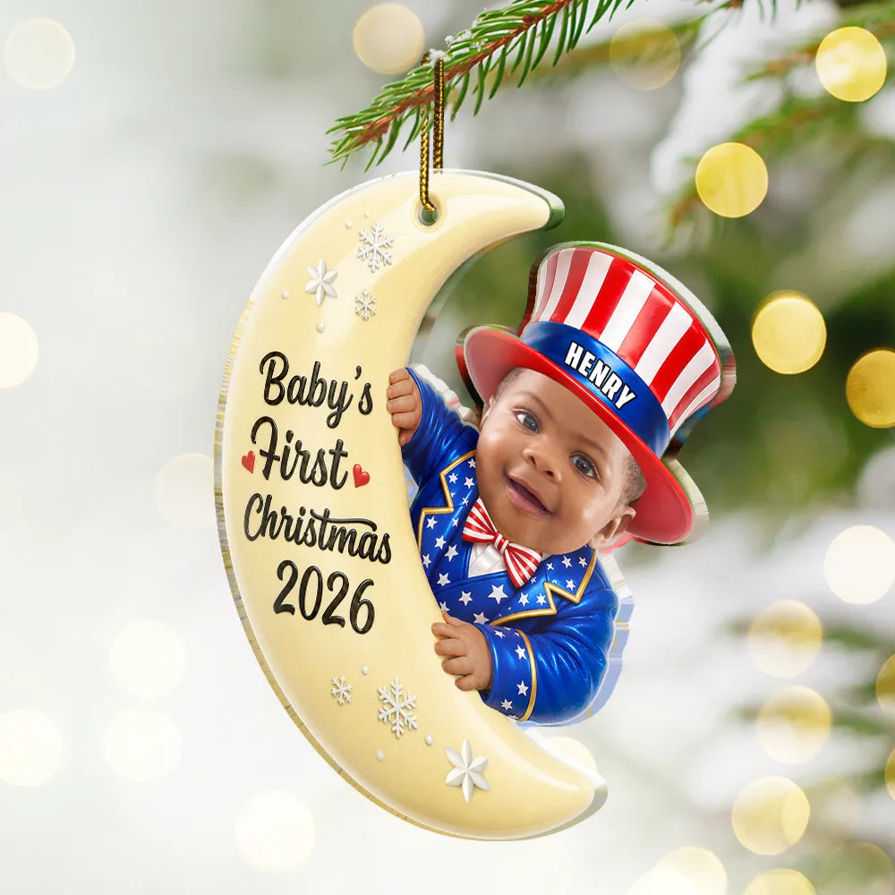 Adorable,Independence Day,Gift For Baby,America 250th,Christmas,Custom Photo,Cut-Face Photo - Custom Photo Baby Kid Costume America 250th Anniversary - Personalized Custom Shaped Acrylic Ornament