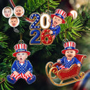 Adorable,Independence Day,Gift For Baby,America 250th,Christmas,Custom Photo,Cut-Face Photo - Custom Photo Baby Kid Costume America 250th Anniversary - Personalized Custom Shaped Acrylic Ornament
