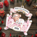 Adorable,New Mom,Christmas,Gift For Mother,Vector - Baby Crib Baby First Christmas - Personalized Custom Shaped Acrylic Ornament