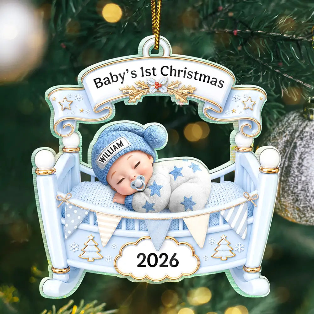 Baby Crib Baby First Christmas - Personalized Custom Shaped Acrylic Ornament