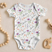 Adorable,New Mom,Gift For Mother,Icon - Birth Flower Pattern With Name Gift For New Mom New Baby - Personalized Baby Bodysuit