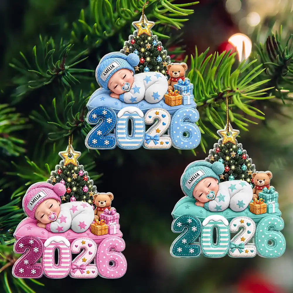 Top Market,Adorable,New Mom,Christmas,Gift For Mother,Vector - First Christmas Baby Sleeping Gift For New Mom, Baby - Personalized Custom Shaped Acrylic Ornament