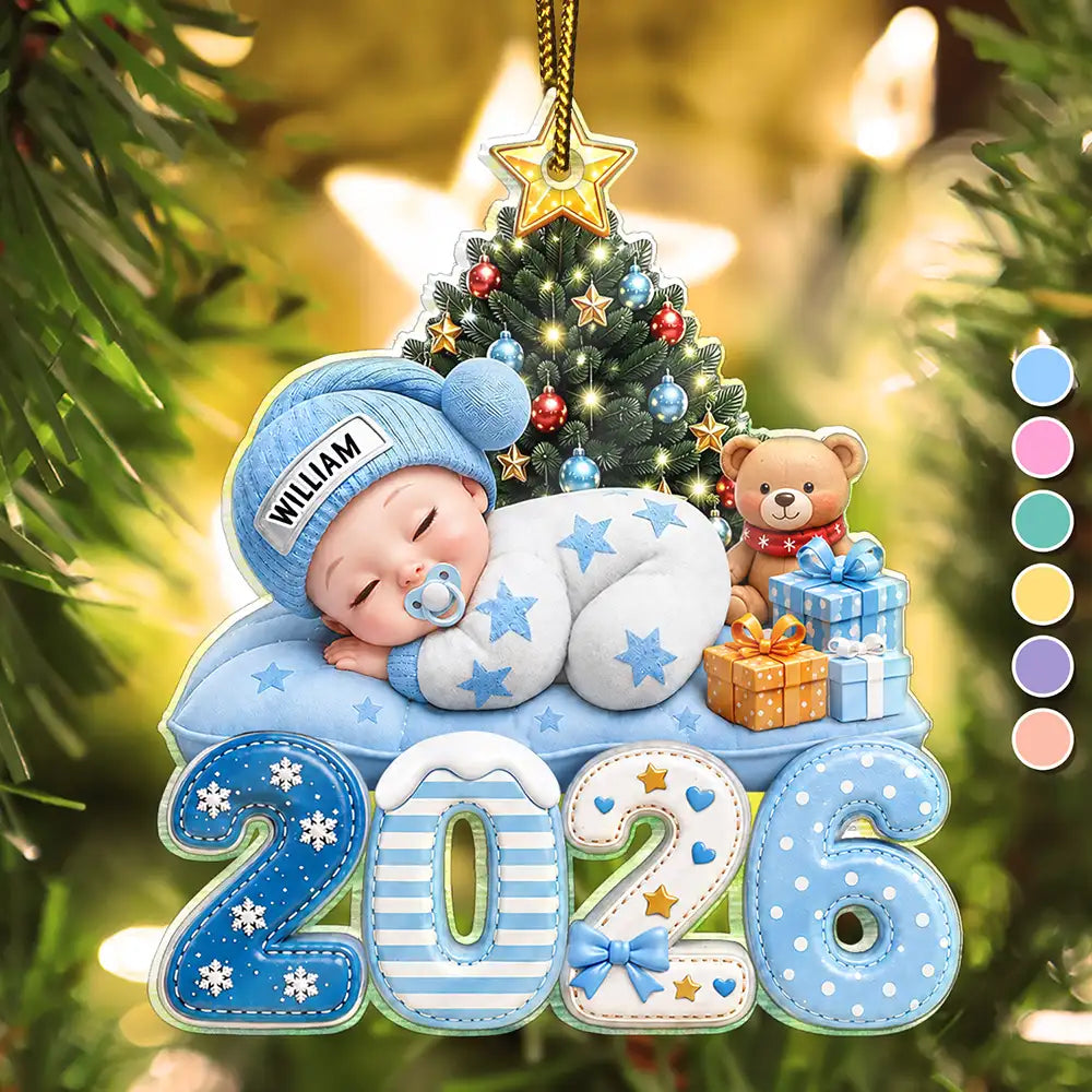 First Christmas Baby Sleeping Gift For New Mom, Baby - Personalized Custom Shaped Acrylic Ornament