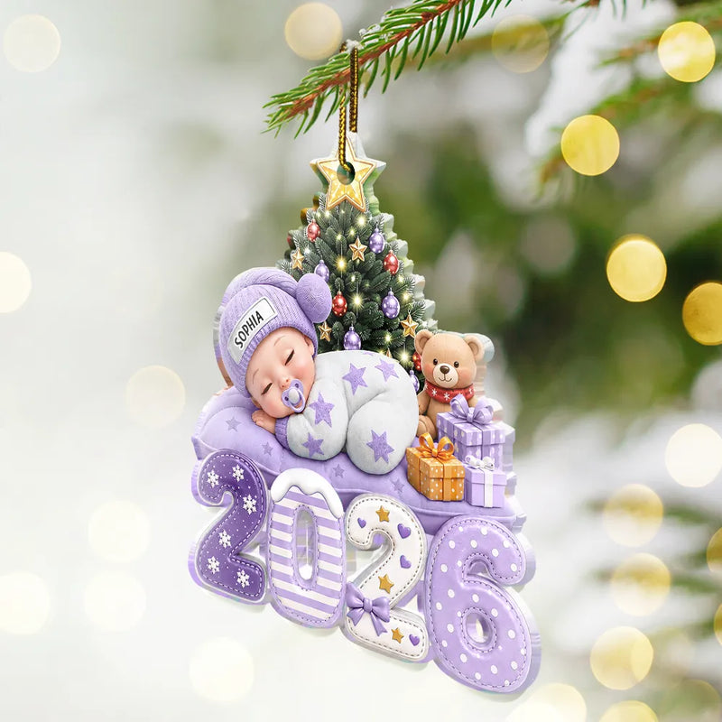 Top Market,Adorable,New Mom,Christmas,Gift For Mother,Vector - First Christmas Baby Sleeping Gift For New Mom, Baby - Personalized Custom Shaped Acrylic Ornament