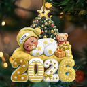 Top Market,Adorable,New Mom,Christmas,Gift For Mother,Vector - First Christmas Baby Sleeping Gift For New Mom, Baby - Personalized Custom Shaped Acrylic Ornament