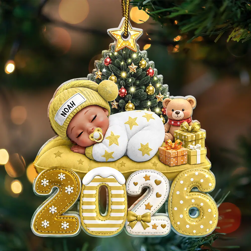 Top Market,Adorable,New Mom,Christmas,Gift For Mother,Vector - First Christmas Baby Sleeping Gift For New Mom, Baby - Personalized Custom Shaped Acrylic Ornament
