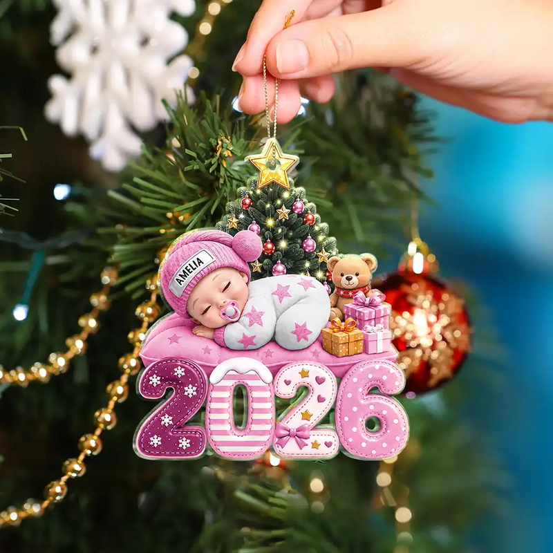 Top Market,Adorable,New Mom,Christmas,Gift For Mother,Vector - First Christmas Baby Sleeping Gift For New Mom, Baby - Personalized Custom Shaped Acrylic Ornament