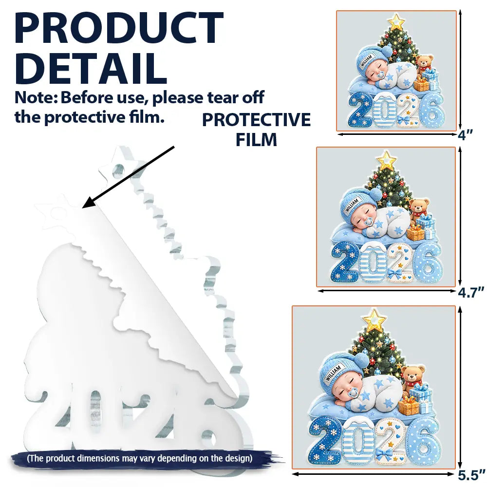 Top Market,Adorable,New Mom,Christmas,Gift For Mother,Vector - First Christmas Baby Sleeping Gift For New Mom, Baby - Personalized Custom Shaped Acrylic Ornament