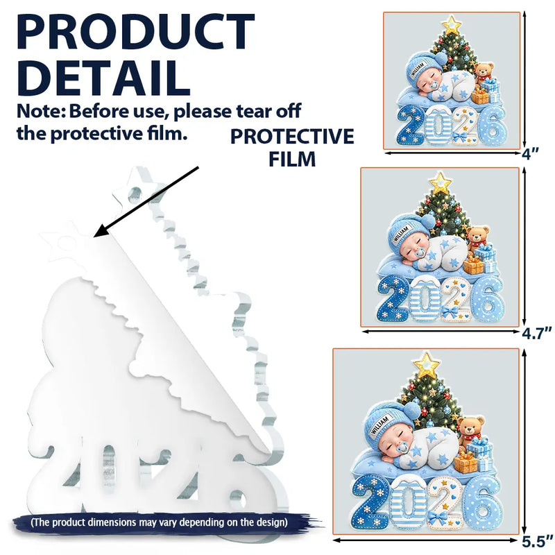 Top Market,Adorable,New Mom,Christmas,Gift For Mother,Vector - First Christmas Baby Sleeping Gift For New Mom, Baby - Personalized Custom Shaped Acrylic Ornament