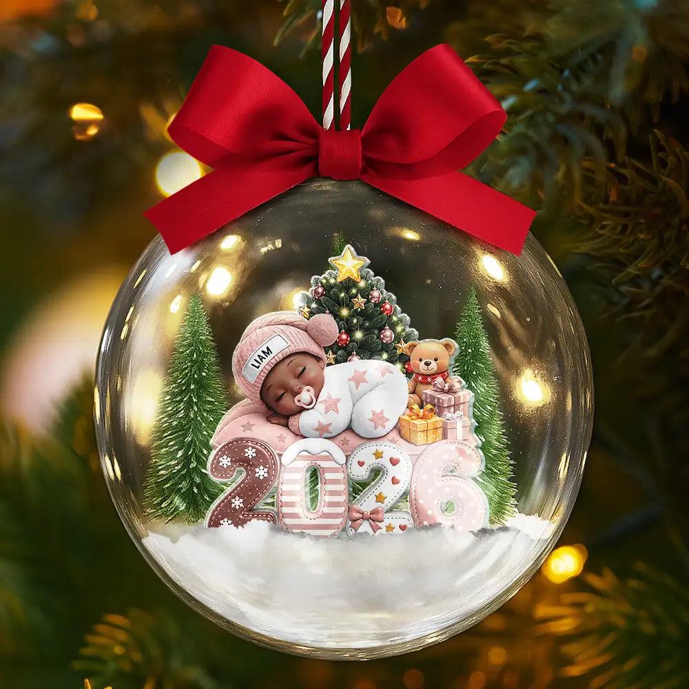 Adorable,New Mom,Christmas,Gift For Mother,Vector - First Christmas Baby Sleeping Gift For New Mom, Baby - Personalized 3D Acrylic Ball Ornament
