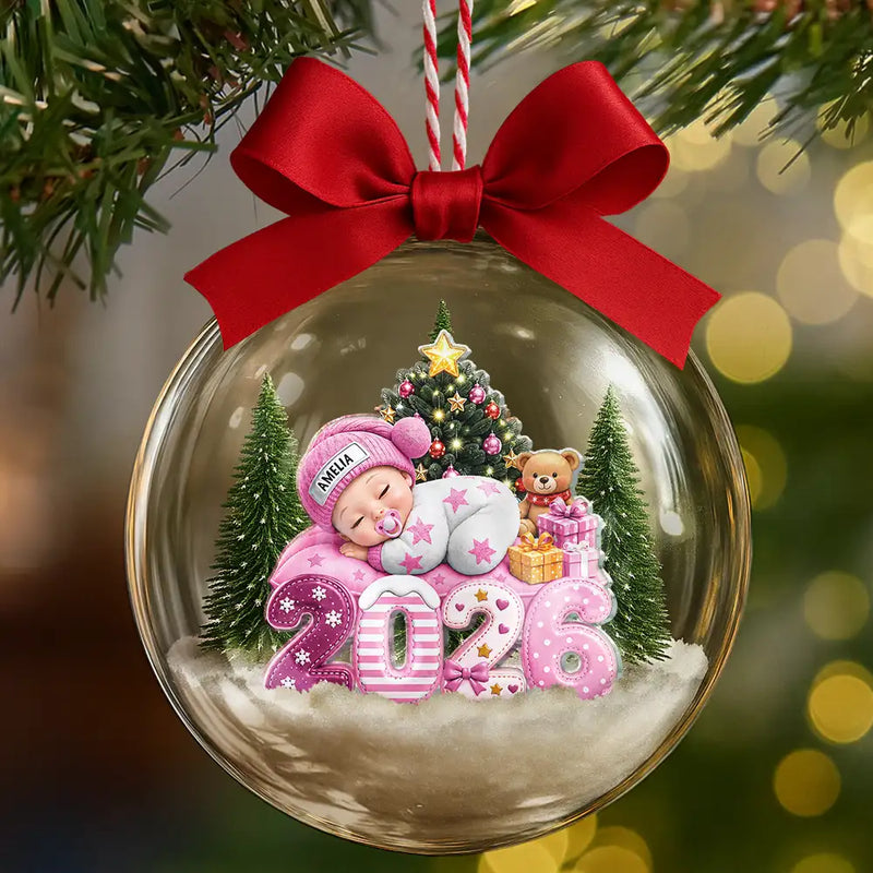 Adorable,New Mom,Christmas,Gift For Mother,Vector - First Christmas Baby Sleeping Gift For New Mom, Baby - Personalized 3D Acrylic Ball Ornament