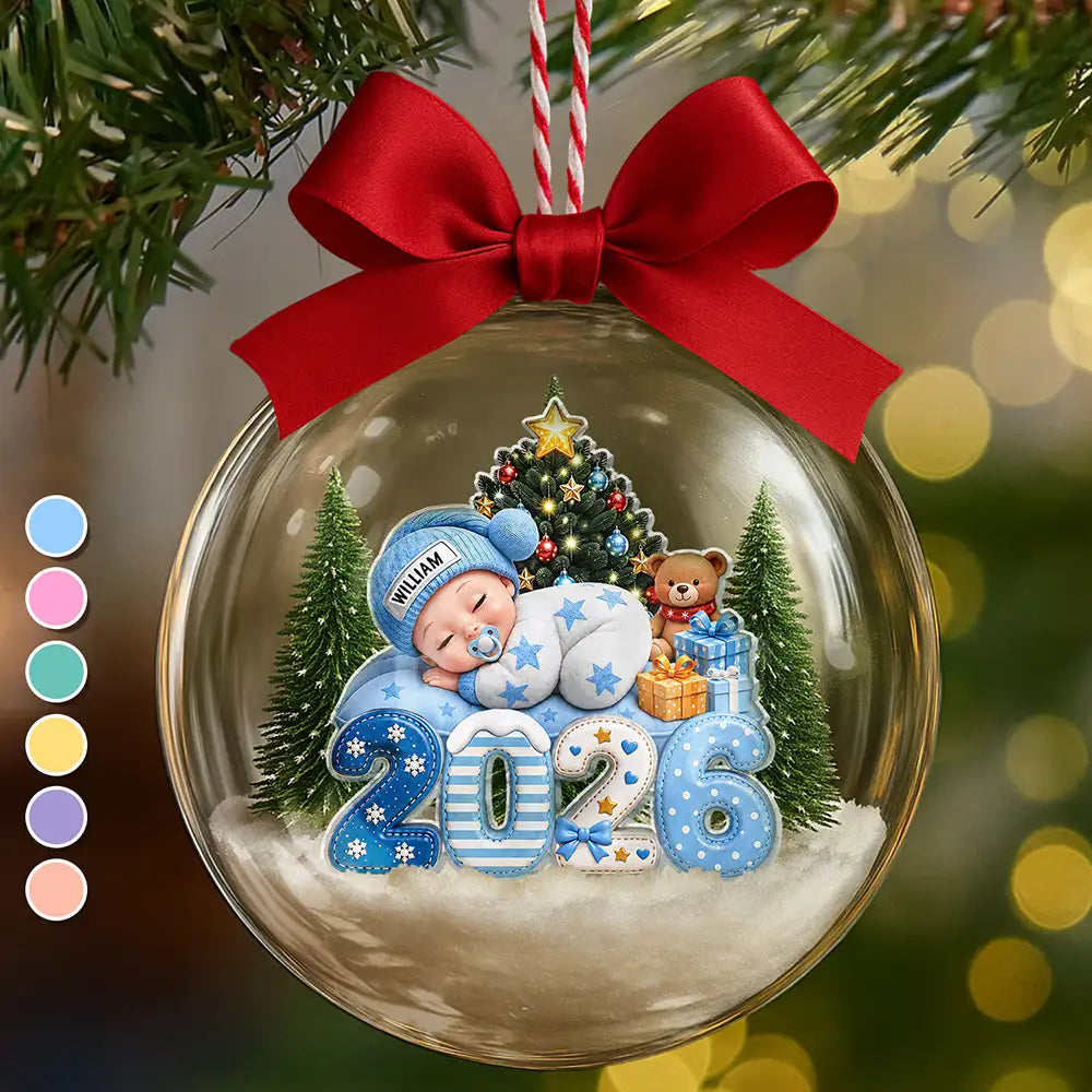 First Christmas Baby Sleeping Gift For New Mom, Baby - Personalized 3D Acrylic Ball Ornament