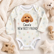 Adorable,Pet Mom,New Baby,Art Design,Gift For Mother,Pet Lovers,Photo - Watercolor - Remove BG - Custom Photo Realistic Watercolor Art Pet Portrait Baby Shower Gift - Personalized Baby Bodysuit