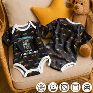 Adorable,Gift For Grandchildren,Gift For Grandson,Christmas,Gift For Grandkids,Icon - Custom Name Monster Truck Baby Boy Gift For Grandson Son Nephew - Personalized Baby Bodysuit