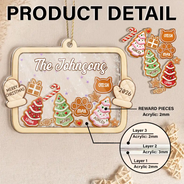 Playful, Christmas, Family, Icon - Gingerbread Family With Pet Family Keepsake - Personalized 3-Layered Acrylic Shaker Ornament