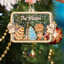Playful, Christmas, Family, Icon - Gingerbread Family With Pet Family Keepsake - Personalized 3-Layered Acrylic Shaker Ornament