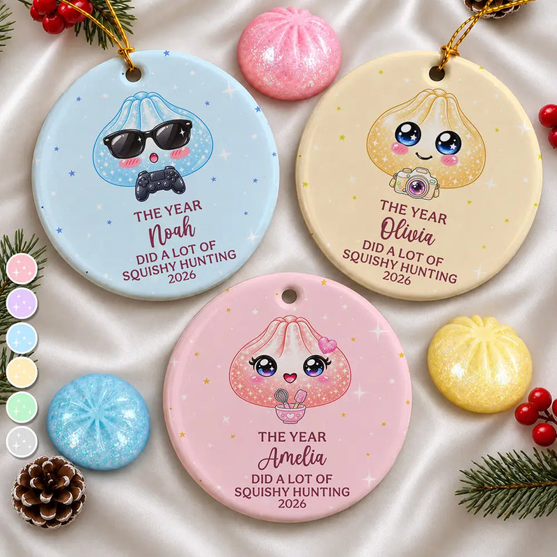 Top Market,Playful,Christmas,Gift For Kids,Icon - Cute Dumpling Squishy Hunter Gift For Kids - Personalized Circle Ceramic Ornament