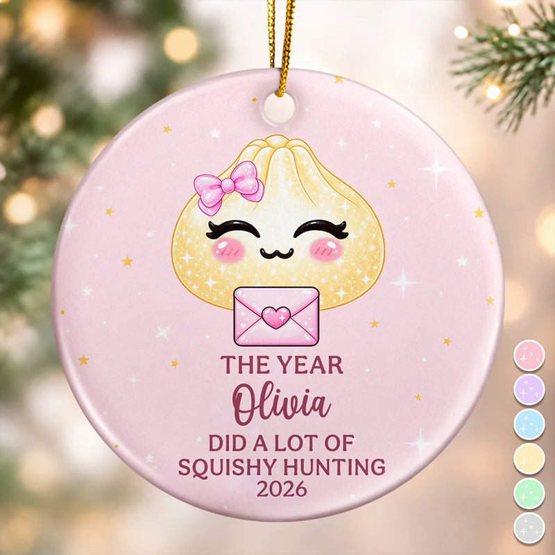 Top Market,Playful,Christmas,Gift For Kids,Icon - Cute Dumpling Squishy Hunter Gift For Kids - Personalized Circle Ceramic Ornament