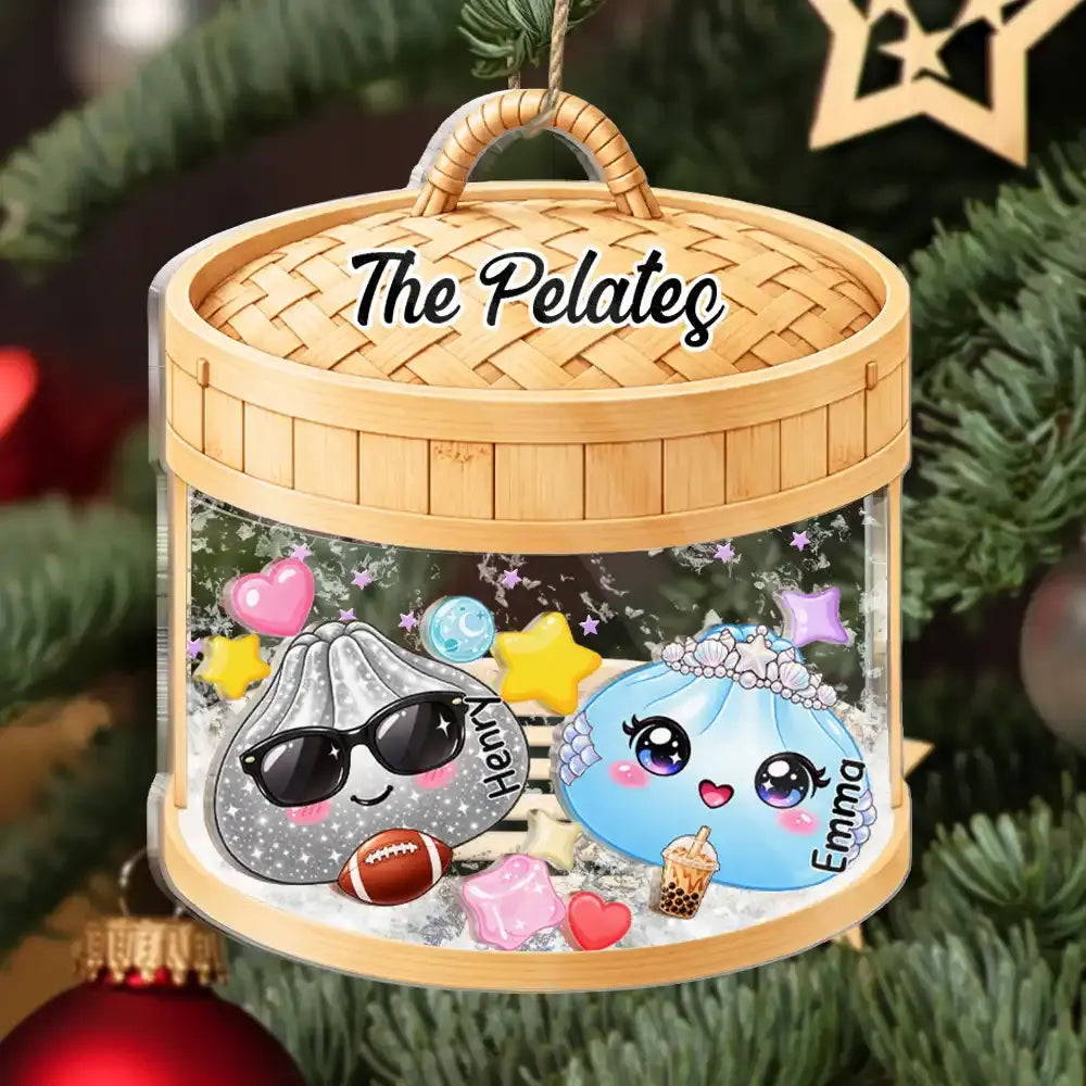 Christmas,Humorous,Gift For Kids,Icon - Dumpling Squishy Hunting Cute Family Squad Keepsake - Personalized 3-Layered Acrylic Shaker Ornament