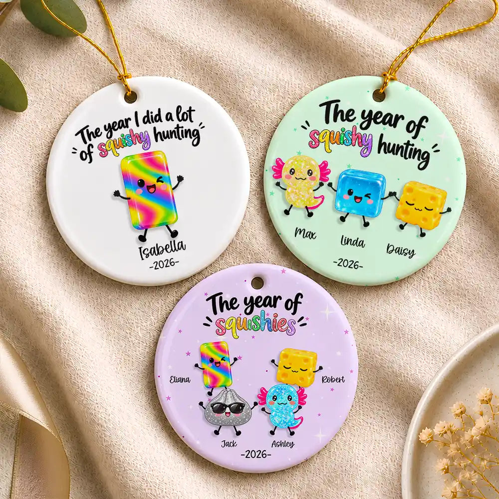 Top Market,Playful,Christmas,Gift For Kids,Icon - The Year Of Squishies Keepsake Gift For Kids - Personalized Circle Ceramic Ornament