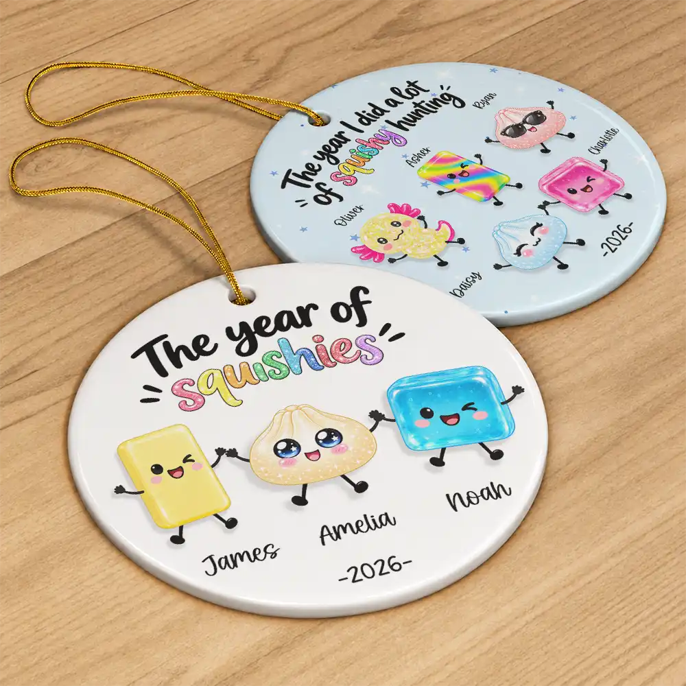Top Market,Playful,Christmas,Gift For Kids,Icon - The Year Of Squishies Keepsake Gift For Kids - Personalized Circle Ceramic Ornament
