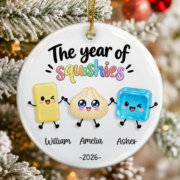 Top Market,Playful,Christmas,Gift For Kids,Icon - The Year Of Squishies Keepsake Gift For Kids - Personalized Circle Ceramic Ornament