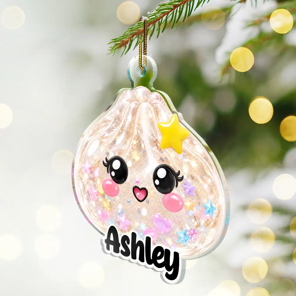 Playful,Christmas,Gift For Kids,Icon - Kawaii Squishy Dumpling With Name Gift For Kids - Personalized Custom Shaped Acrylic Ornament