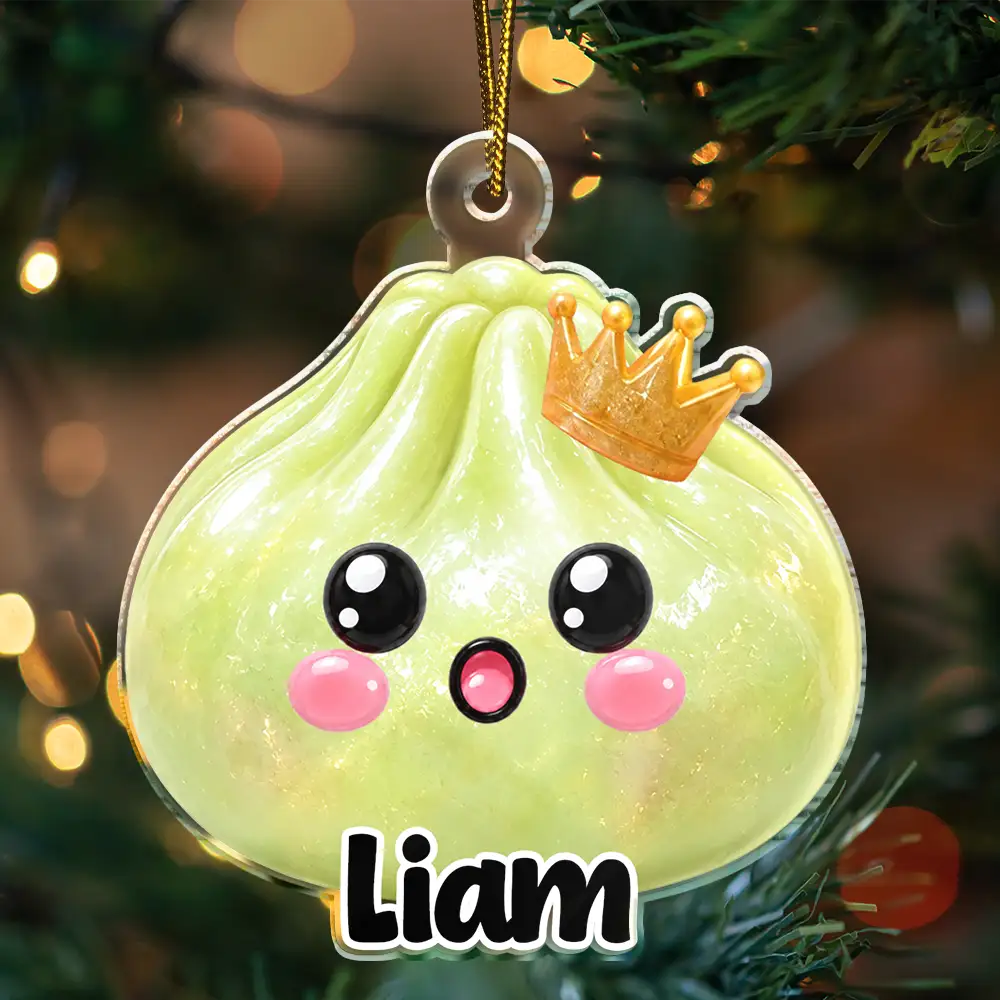 Playful,Christmas,Gift For Kids,Icon - Kawaii Squishy Dumpling With Name Gift For Kids - Personalized Custom Shaped Acrylic Ornament