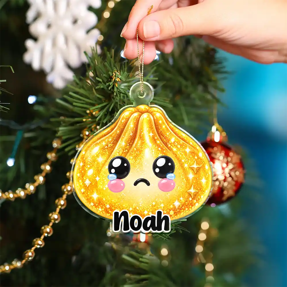 Playful,Christmas,Gift For Kids,Icon - Kawaii Squishy Dumpling With Name Gift For Kids - Personalized Custom Shaped Acrylic Ornament