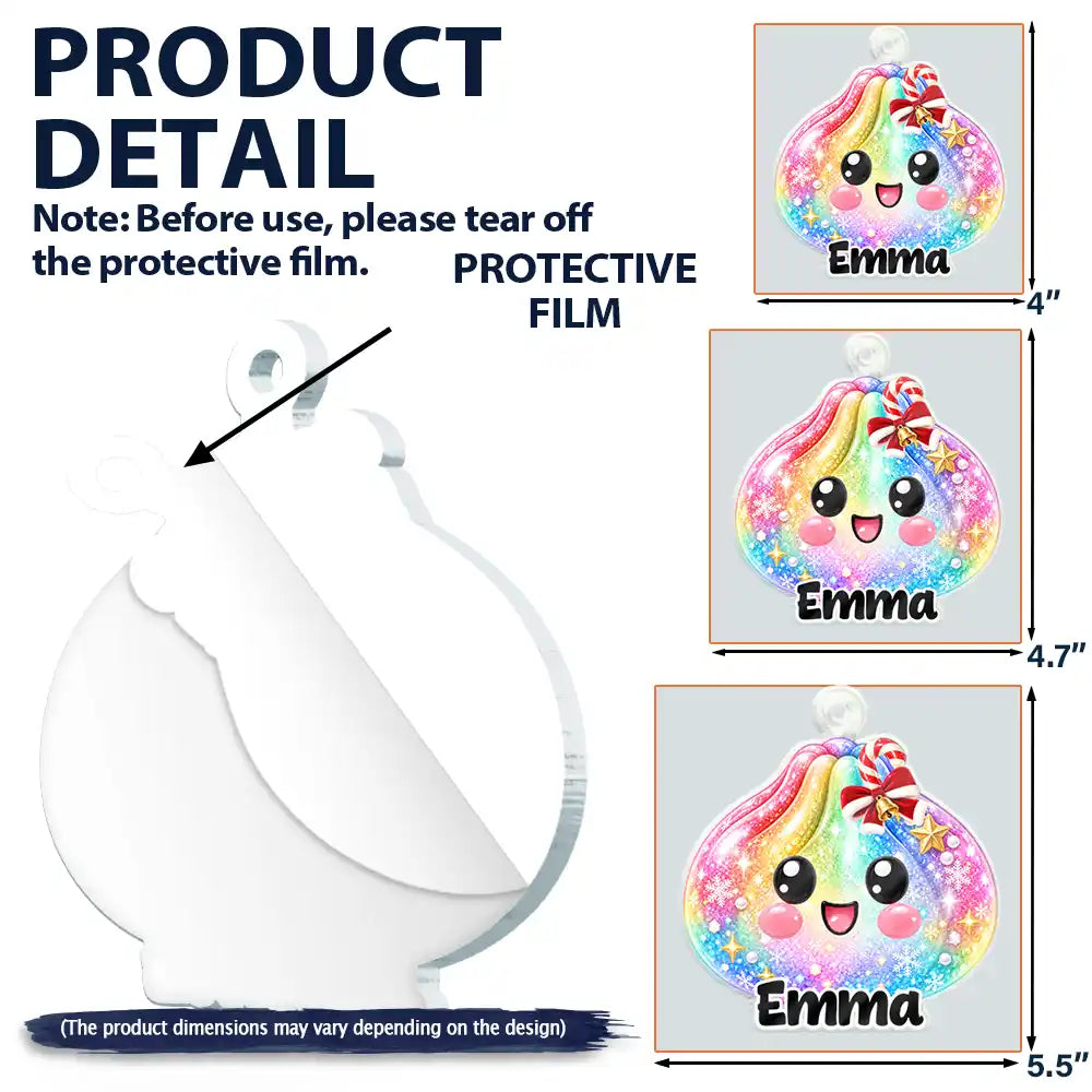 Playful,Christmas,Gift For Kids,Icon - Kawaii Squishy Dumpling With Name Gift For Kids - Personalized Custom Shaped Acrylic Ornament